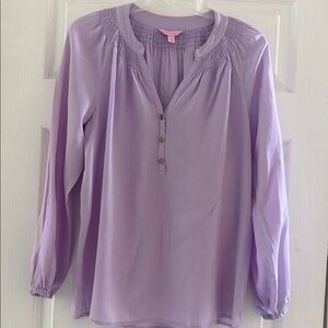 Lilly Pulitzer Lavender Elsa Blouse with Button Detail